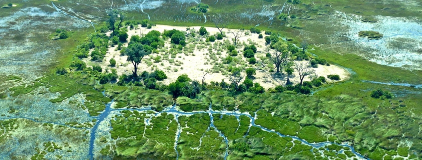 Flug über das Okavangodelta